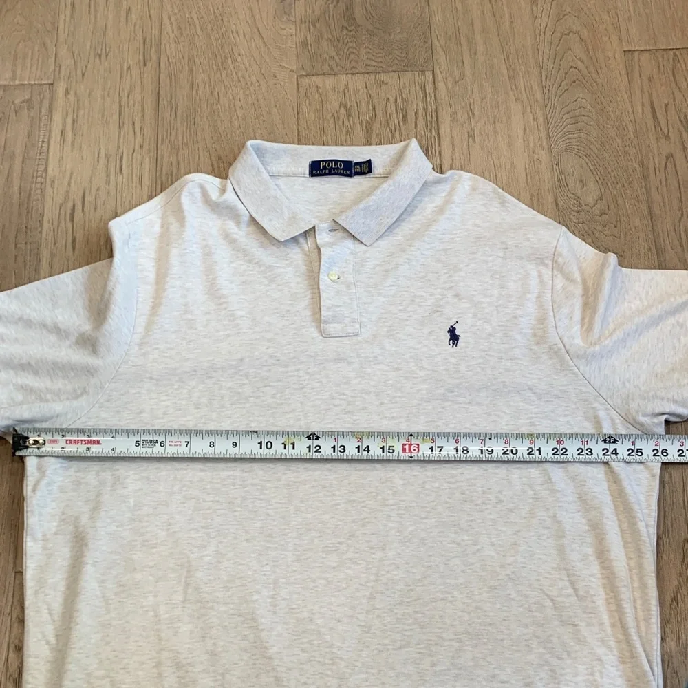 Polo by Ralph Lauren Men’s Light Heather Gray Polo with Navy Pony Size XXL - Picture 7 of 12